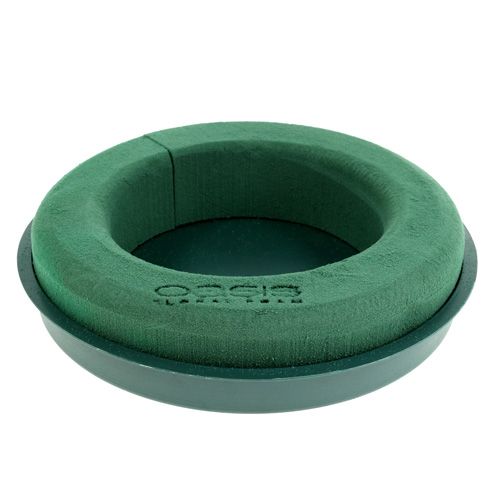 Floristik24 Kwiatowy pierścionek piankowy z miseczką zielony Ø30cm W4,5cm 2 szt