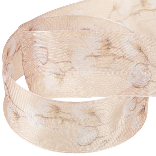 Produkt Wstążka organza bawełniana wstążka dekoracyjna kwiaty różowa 40mm 15m