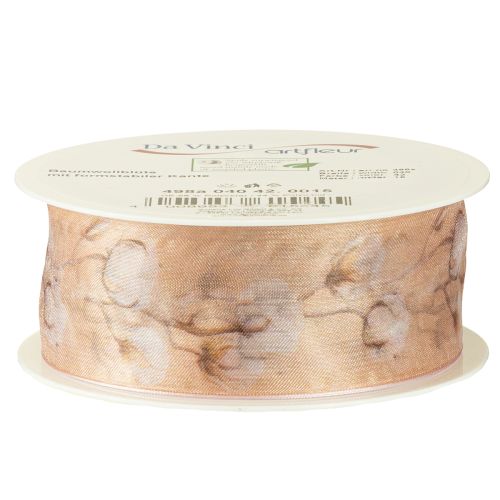 Produkt Wstążka organza bawełniana wstążka dekoracyjna kwiaty różowa 40mm 15m