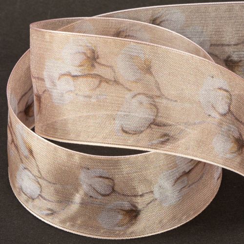 Produkt Wstążka organza bawełniana wstążka dekoracyjna kwiaty różowa 40mm 15m