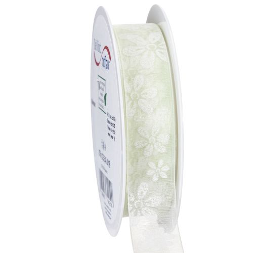 Floristik24 Wstążka organza, kwiatowa, prezentowa, zielona, 25 mm, 18 m