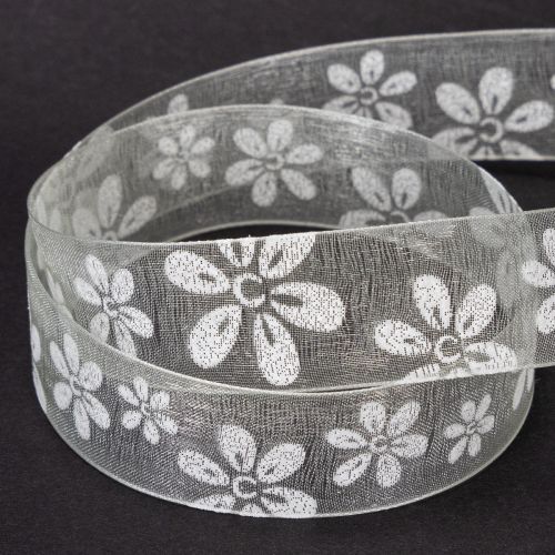 Produkt Wstążka organza, kwiatowa, prezentowa, zielona, 25 mm, 18 m