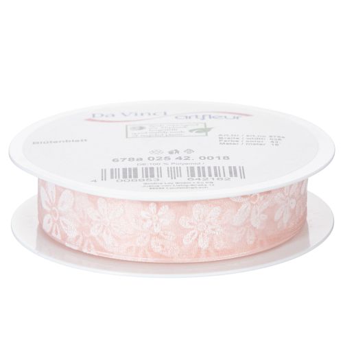 Produkt Wstążka organza, wstążka prezentowa kwiatowa, różowa, 25 mm, 18 m