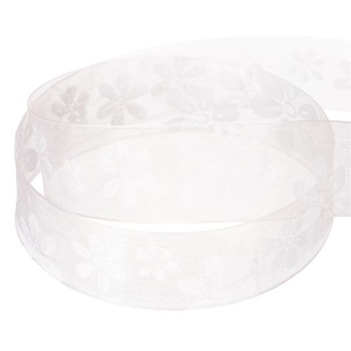 Produkt Wstążka organza, wstążka prezentowa kwiatowa, różowa, 25 mm, 18 m