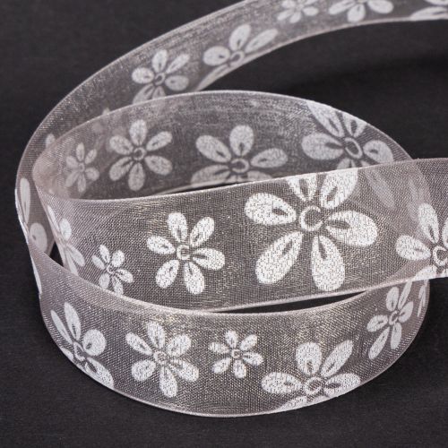 Produkt Wstążka organza, wstążka prezentowa kwiatowa, różowa, 25 mm, 18 m