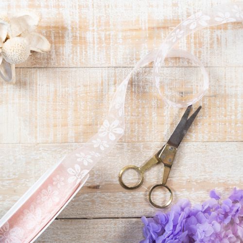 Produkt Wstążka organza, wstążka prezentowa kwiatowa, różowa, 25 mm, 18 m
