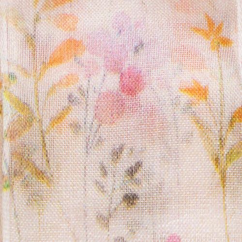 Produkt Wstążka organza, wstążka szyfonowa, kwiatowa, pomarańczowo-różowa, 40 mm, 15 m