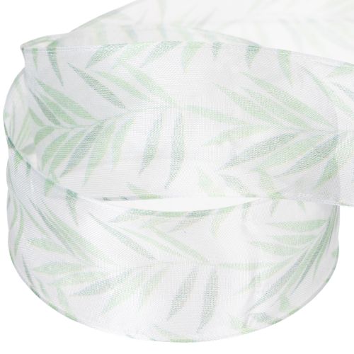 Produkt Wstążka organza, wstążka szyfonowa, zielona wstążka roślinna, 40 mm x 15 m