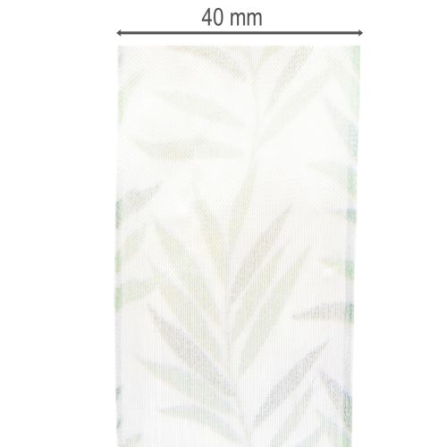 Produkt Wstążka organza, wstążka szyfonowa, zielona wstążka roślinna, 40 mm x 15 m