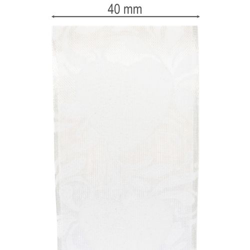 Produkt Wstążka organzowa kremowa, ozdobna w serduszka, szerokość 40mm, długość 15m
