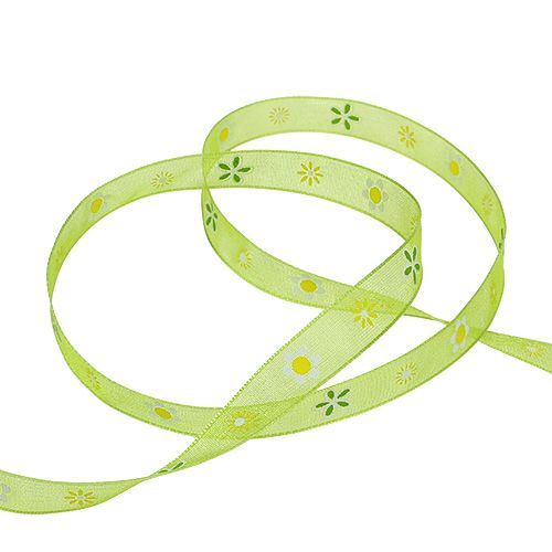 Floristik24 Organza wstążka zielona z wzorem 10mm 20m