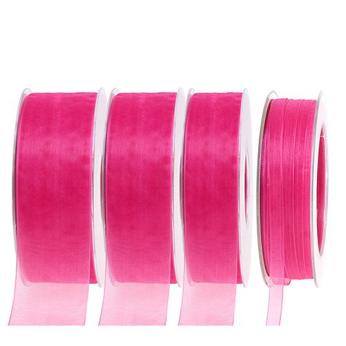 Wstążka organza z krawędzią 50m różowa