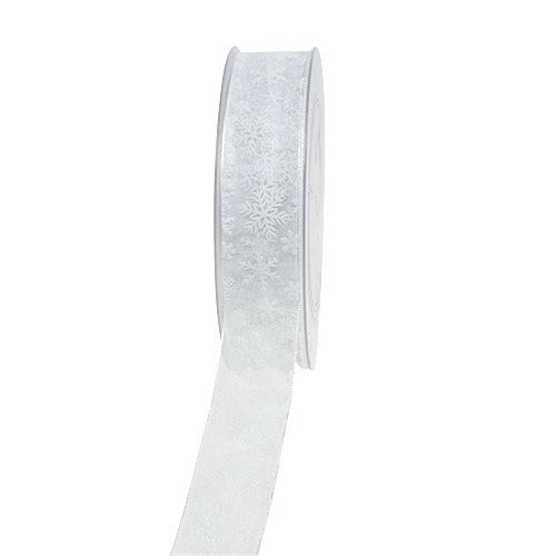 Floristik24 Organza wstążka świąteczna biała 25mm 20m