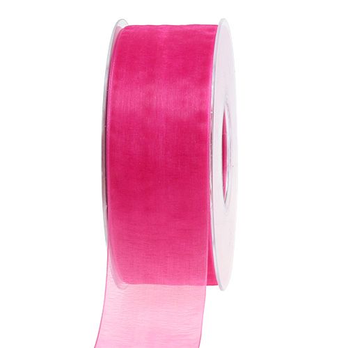 Wstążka z organzy wstążka prezentowa różowa wstążka krajka 40mm 50m