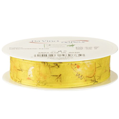 Produkt Wstążka organza z motywem kurczaczka żółta 25mm 20m