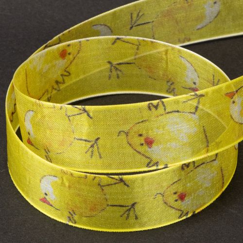 Produkt Wstążka organza z motywem kurczaczka żółta 25mm 20m