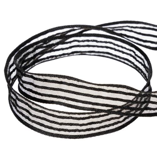 Produkt Wstążka organza w paski, wstążka prezentowa, czarna, szerokość 15 mm, długość 20 m