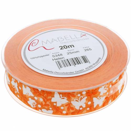 Floristik24 Wstążka organza motyle 25mm pomarańczowa wstążka dekoracyjna wstążka prezentowa 20m