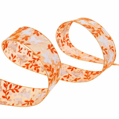Floristik24 Wstążka organza motyle 25mm pomarańczowa wstążka dekoracyjna wstążka prezentowa 20m