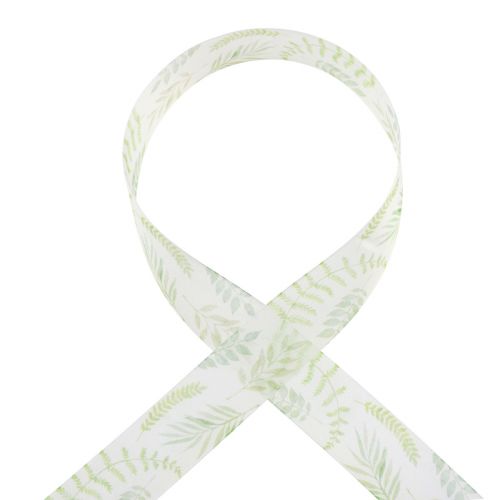 Produkt Wstążka szyfonowa z organzy, zielone liście, 40mm, 15m