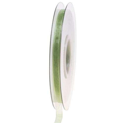 Floristik24 Wstążka organza zielona wstążka prezentowa krawędziowa limonkowo-zielona 6mm 50m