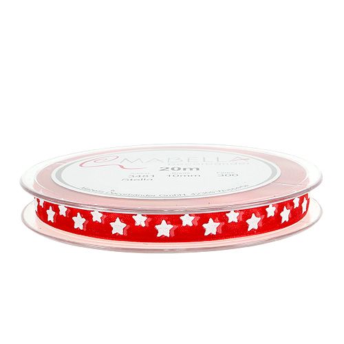 Produkt Organza wstążka z motywem gwiazdek czerwona 10mm 20m