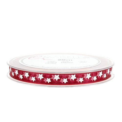 Produkt Organza wstążka z motywem gwiazdek bordo 10mm 20m