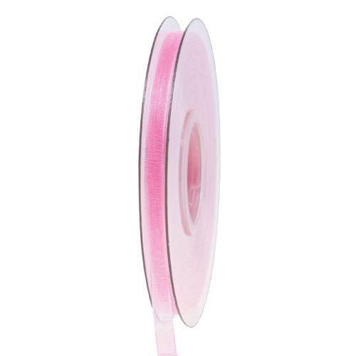 Wstążka z organzy wstążka prezentowa różowa wstążka krajka 6mm 50m