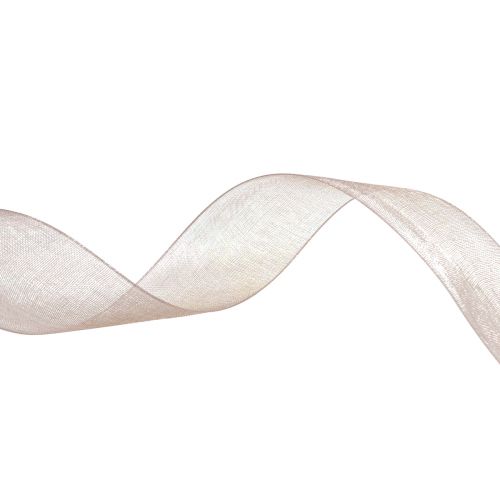 Produkt Wstążka z organzy wstążka prezentowa beżowa krajka taupe 25mm 50m