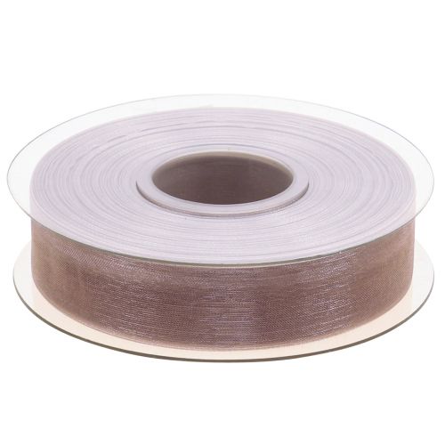 Produkt Wstążka z organzy wstążka prezentowa beżowa krajka taupe 25mm 50m