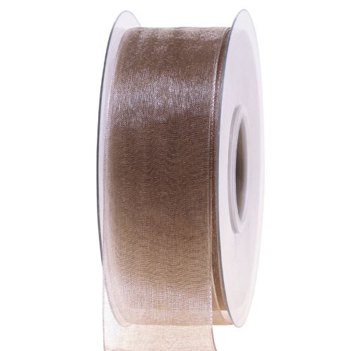 Produkt Wstążka z organzy wstążka prezentowa beżowa tkana wstążka taupe 40mm 50m