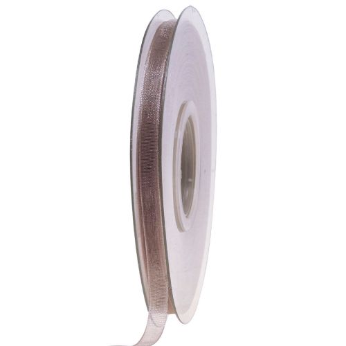Produkt Wstążka z organzy wstążka prezentowa beżowa tkana wstążka taupe 6mm 50m
