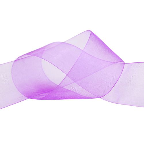 Floristik24 Wstążka z organzy z krajką 4cm 50m fioletowa