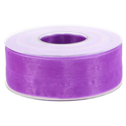 Floristik24 Wstążka z organzy z krajką 4cm 50m fioletowa