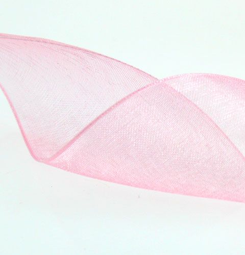 Wstążka organza różowa 40mm 50m