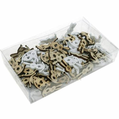 Produkt Zajączek wielkanocny do posypania drewna biały, naturalny dekoracja sypka Zając wielkanocny 96 sztuk