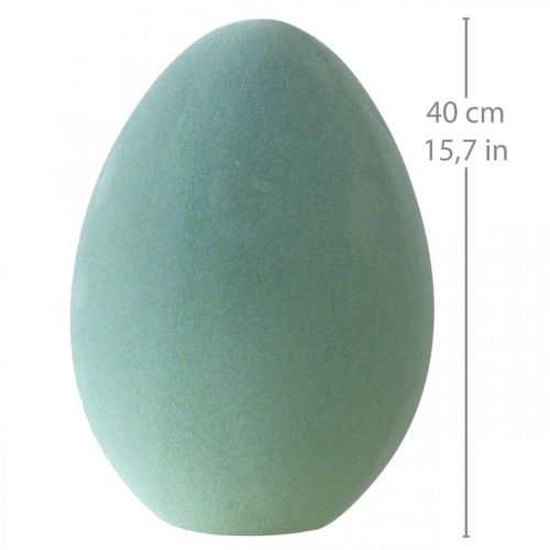 Floristik24 Jajko wielkanocne duże szaro-zielone jajko zielone Ozdoba wielkanocna flokowana 40cm