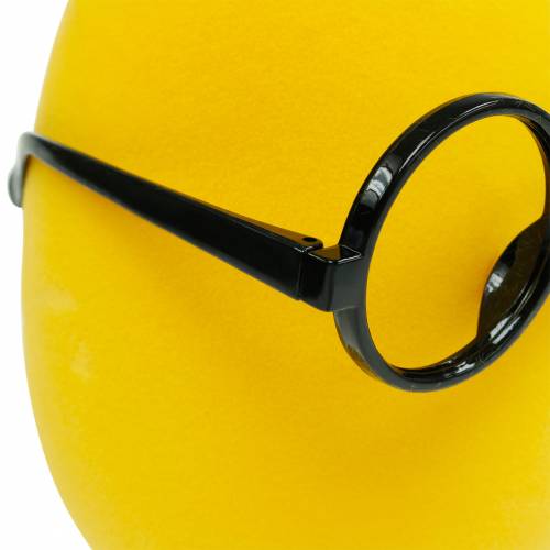Floristik24 Żółte jajko wielkanocne z kieliszkami, Deco Egg flokowane, dekoracja wielkanocna