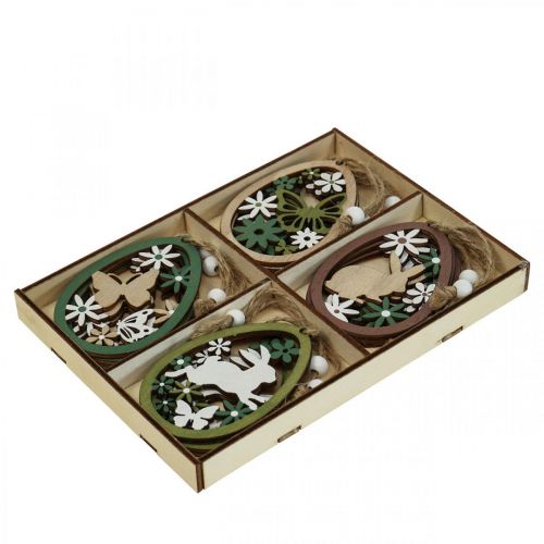 Floristik24 Pisanka do zawieszenia Dekoracja wielkanocna zawieszka drewniana 5×7cm 12 szt