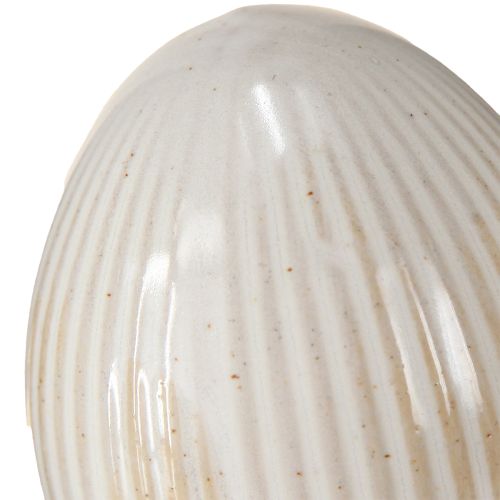 Produkt Jajka Wielkanocne Ceramiczne Dekoracyjne Jajko z Rowkami Biały Szary 5×6cm 6szt