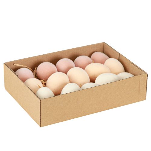 Produkt Jajka Wielkanocne Małe Flokowane Brzoskwiniowo Brązowe Białe H4cm 15 szt