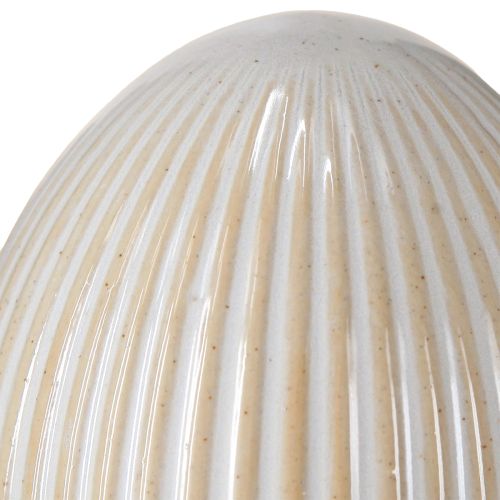 Produkt Pisanki z rowkami Ceramiczne dekoracyjne jajko białe szare 7,5×9cm 4 szt.