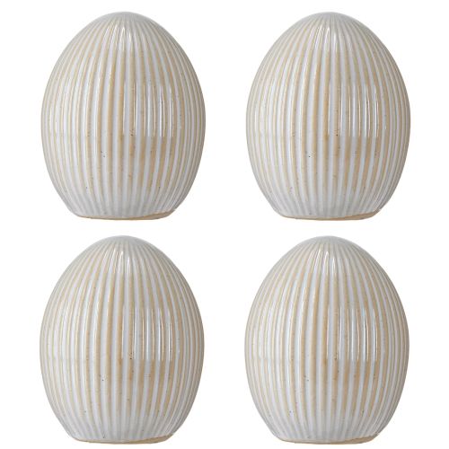 Produkt Pisanki z rowkami Ceramiczne dekoracyjne jajko białe szare 7,5×9cm 4 szt.