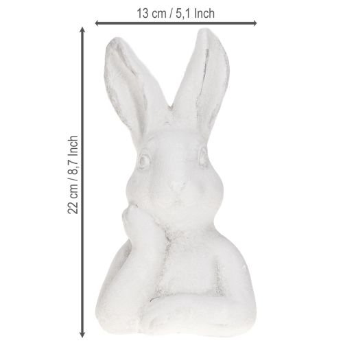 Produkt Figurka Króliczka Wielkanocnego Shabby Chic Królik Myślący Biały 11×9×20,5 cm