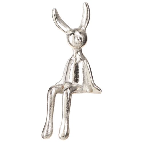 Floristik24 Stołek z zajączkiem wielkanocnym metalowy królik mały srebrny 9×9×21cm