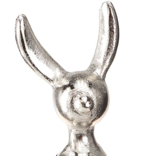 Floristik24 Stołek z zajączkiem wielkanocnym metalowy królik mały srebrny 9×9×21cm