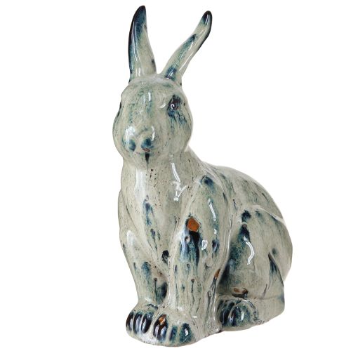 Produkt Zając Wielkanocny Ceramiczny Beżowy Niebieski Szkliwiony 18x11x25.5cm