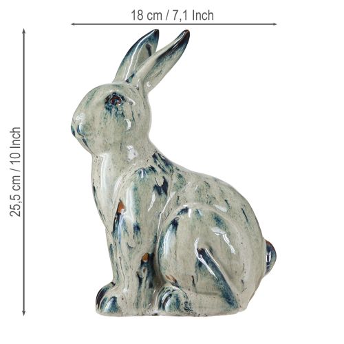 Produkt Zając Wielkanocny Ceramiczny Beżowy Niebieski Szkliwiony 18x11x25.5cm