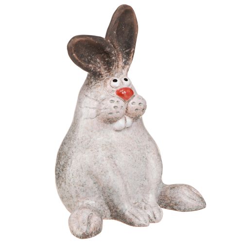 Floristik24 Zajączek Wielkanocny Ceramiczny Królik Siedzący Brązowo-Biały 13x12x18cm
