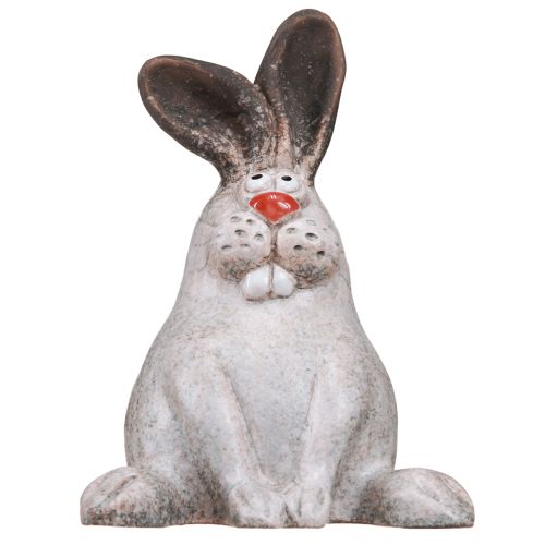Produkt Zajączek Wielkanocny Ceramiczny Królik Siedzący Brązowo-Biały 13x12x18cm